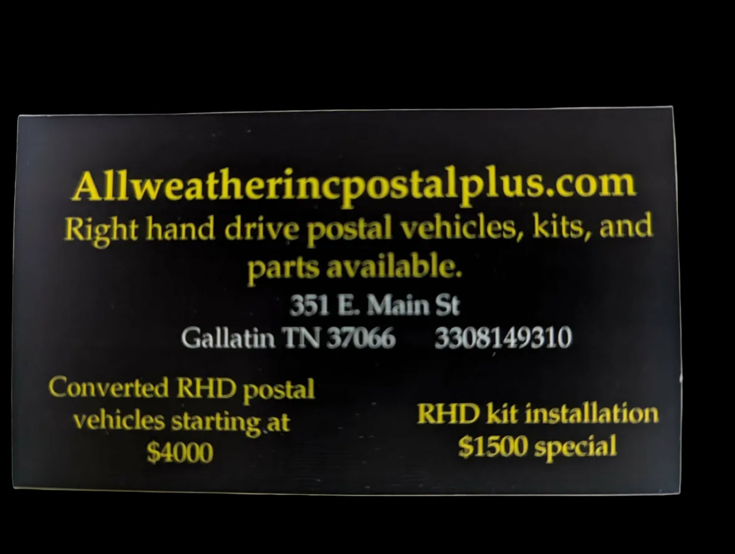 Down payment towards right hand drive vehicles..